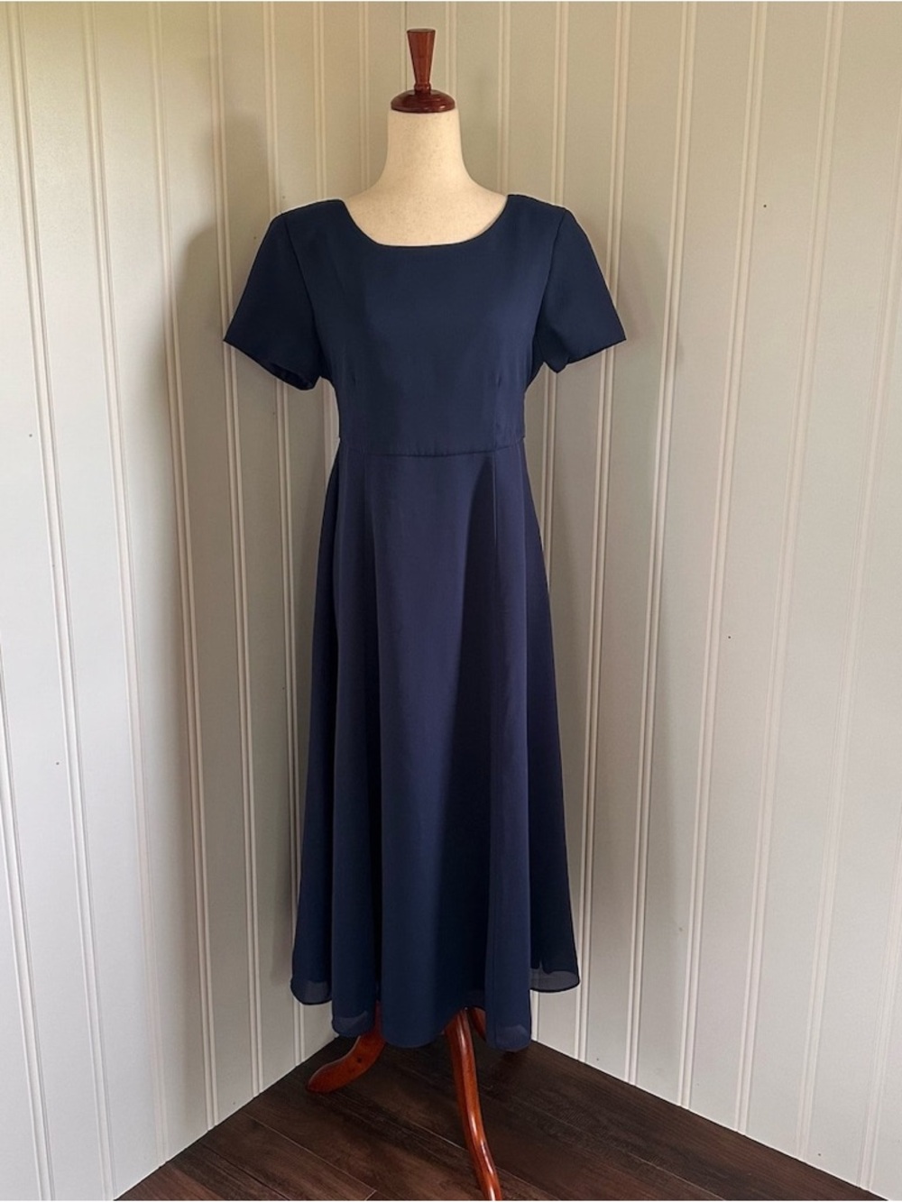 Vintage Von Bramlett Navy Formal Maxi Dress Size 18 |